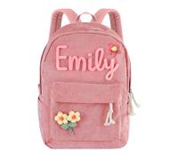 Zaino Personalizzato Per Ragazze, Nome Personalizzato Corduroy Cotone Zaini, Borsa Scolastica, Ritorno A Scuola Regali Per Bambini, Asilo Materno, College