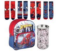 Zaino piccolo per bambini Spiderman-licenza ufficiale Marvel Unisex bambini + confezione da 4 calzini per bambini design Spiderman taglia 31-34, Uomo Ragno, 31-34, Casual
