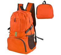 Zaino Pieghevole Leggero 35L, Impermeabile Zaino da Viaggio Zainetto Piccolo, Zainetto Richiudibile Zaino Hiking Salvaspazio, per Donna Uomo Trekking Viaggi Brevi Escursioni Ciclismo (Arancione)
