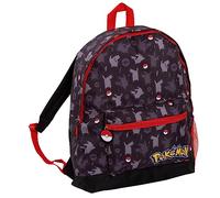 Zaino Pokemon per adulti, adolescenti, bambini, Pikachu Pokeball, scuola, università, borsa per il pranzo, zaino da viaggio, zaino sportivo, Nero , Taglia unica
