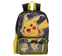 Zaino Pokemon per bambini, per la scuola, per ragazzi, ragazze, adolescenti, Pikachu Pokeball, include portafoglio e custodia per carte di credito, Nero