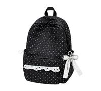 Zaino preppy resistente con ampio spazio di archiviazione e effetto pizzo, Nero , Se référer au descriptif, Fare riferimento alla descrizione