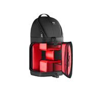Zaino professionale per fotocamera DSLR con divisorio imbottito e scomparto per obiettivi, ideale per viaggi e fotografia.