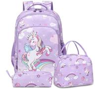 Zaino Ragazza Unicorno Zainetto Bambina Paillettes Set da Zaini Scuola Elementare 3 in 1 Borse Scuola Ragazze Backpack Set for Girls