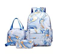 Zaino ragazzi e ragazze, sacchetto pasto custodia matita set tre pezzi, borsa scuola impermeabile e resistente all'usura per scuole primarie e secondarie, zaino giovanile(Purple)