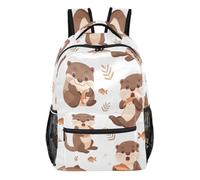 Zaino Rainbow Tie Dye con design multi tasca per scuola e viaggio, Lontra Carino Bianco, Small, Zaino casual per la scuola | Grande zaino con vestibilità regolabile sulle spalle, silhouette strutturata per viaggi nel fine settimana