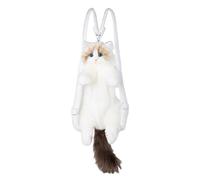 Zaino realistico a forma di gatto in peluche - Tracolla regolabile carino gatto borsa per donne e ragazze, borsa per la scuola, uso quotidiano e regali, Senza sciarpa, L