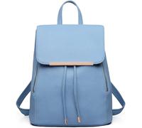 Zaino Rolltop in pelle artificiale da donna Miss Lulu con Design a Zip a Tunnel: elegante zaino da città e scuola Beige