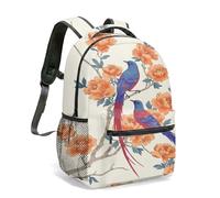 Zaino romantico con illustrazione floreale rosa coccole uccellini, 40 cm, zaino per la scuola per ragazze e donne, stampa completa 360 colorato Dreamy Love design, 05, L, Casual