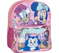 Zaino rosa per bambini Disney Minnie Mouse e Paperina con tasca trasparente | Zaino scolastico grande Minnie Mouse per bambine in età prescolare e elementare