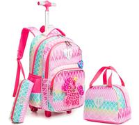 Zaino rotante unicorno carino per ragazze Zaini con ruote per bambini delle elementari Set di valigie rosa Viaggio Laptop bagagli per ragazze di età compresa tra 6 e 8 anni