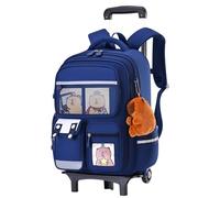 Zaino rotolante per le ragazze, zaino rotolante con ruote capybara di capacità con più scomparti cartoni animati con cognome da scuola di stampa simpatica cinghia riflettente manico a scompars