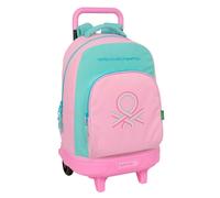 Zaino Safta Benetton Dolce con trolley - Rimovibile - Tasca frontale - Portaborraccia - Doppio manico - Spallacci imbottiti - Maniglia imbottita - Scomparto per carta d'identità - 330x220x450mm - Rosa