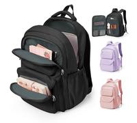 Zaino scola ragazze adolescenti dai 10 ai 14 anni - Zaino scolastico leggero con tracolla per trolley, portabottiglie, organizer e apertura a 180° - Per elementare media superiore