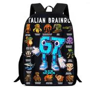Zaino scolastico 67 Meme per bambini | Zaino Scolastico Nero Leggero Divertente Cool Graffiti Al Neon SIX SEVEN BRUH Ruba uno Zaino Brainrot Regali