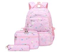 Zaino scolastico di grande capacità per bambine con porta e astuccio incluso ideale dalla terza alla sesta elementare (One Size)