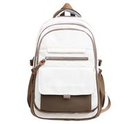 Zaino scolastico di grande capacità zaino per laptop con tasche laterali a contrasto di colore lettere borsa libro per adolescenti zaino alla moda giapponese, Marrone