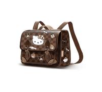 Hello Kitty Squares-Borsa a Tracolla-Zaino Satchel, Marrone, 27 x 20 cm
