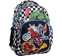 Zaino scolastico Marvel Avengers con design da supereroe e stampa a quadri - Zaino grande per bambini Avengers con scomparti e schienale imbottito