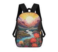 Zaino Scolastico Per Bambini Floral Mountain Landscape with River Zaino Alla Moda Per Adolescenti Zaino Casual Per Ragazzi E Ragazze Borsa Scolastica Per Adolescenti Zaino Stampato in 3D 17inch