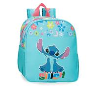 Zaino scolastico per bambini Joumma Disney Aloha Stitch, realizzato in poliestere, spallacci larghi e regolabili che si adattano, tasca frontale.