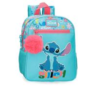 Zaino scolastico per bambini Joumma Disney Aloha Stitch, realizzato in poliestere, spallacci larghi e regolabili che si adattano, tasca frontale.