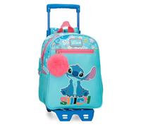 Zaino scolastico per bambini Joumma Disney Aloha Stitch, realizzato in poliestere, spallacci larghi e regolabili che si adattano, tasca frontale.