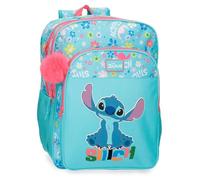 Zaino scolastico per bambini Joumma Disney Aloha Stitch, realizzato in poliestere, spallacci larghi e regolabili che si adattano, tasca frontale.