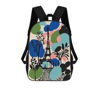 Zaino Scolastico Per Bambini Stampato in 3D Paris Eiffel Tower Colorful Illustration Borsa Scolastica Per Bambini, Zaini Da Viaggio, Borse Per Libri Alla Moda, Zaino Di Grande Capacità 17inch