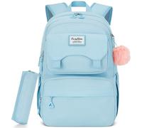 Zaino Scolastico per la Stagione Scolastica, Zaino da viaggio con tasche multiple per donne, zaino per computer portatile adatto per notebook da 15,6 pollici (Blu, Fits 15.6in PC)