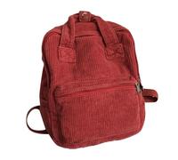 Zaino scolastico per ragazze adolescenti, borsa a libro con manico, estetico, in velluto a coste, zaino per laptop, per ragazze, ragazzi, donne, uomini, gite di un giorno casual, Rosso, Refer to