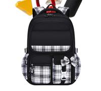 Zaino scolastico per ragazze, impermeabile, con cerniera liscia e multitasche, Nero , Fare riferimento alla descrizione, Unisex
