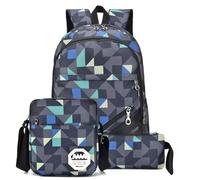 Zaino scolastico per ragazzi con borsa per il pranzo e astuccio 3 in 1 zaino per bambini borsa per libri per lettino elementory grande, Grigio, Etichettalia unica