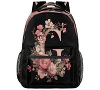 Zaino scolastico per ragazzi e ragazze, stile boho con fiori e lettera G, borsa per studenti delle scuole medie, superiori e università, zaino impermeabile casual per laptop per uomo e donna, ideale p