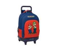 SUPER MARIO MAMMA MIA - Zaino grande con ruote, compatto, estraibile, ideale per bambini di diverse età, comodo e versatile, qualità e resistenza, 33 x 22 x 45 cm
