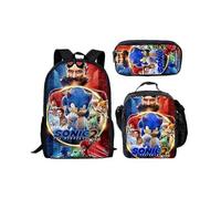 Zaino scolastico Sonic, set da tre pezzi, zaino per la scuola elementare, zaino anime, zaino da uomo