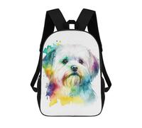 Zaino scolastico stampato 3D per bambini Space Furry Friend, grande capacità, ideale per viaggi, alla moda e casual, Colorful Watercolor Dog Art Print, 17"