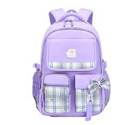 Zaino scolastico stampato cartone animato grande capacità di riduzione del carico dei bambini zaino traspirante resistente allo sporco, Viola