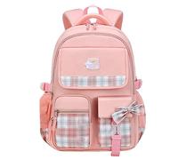Zaino scolastico stampato cartone animato grande capacità di riduzione del carico dei bambini zaino traspirante resistente allo sporco, rosa