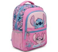 Zaino scolastico Stitch per bambina, rosa, con tasca frontale e laterali in rete, doppia cerniera e spallacci imbottiti, licenza ufficiale Disney per la scuola e il ritorno a scuola