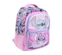 Zaino scolastico Stitch per bambina, rosa, con tasca frontale e laterali in rete, doppia cerniera e spallacci imbottiti, licenza ufficiale Disney per la scuola e il ritorno a scuola