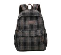Zaino scozzese vintage per donna uomo, borsa per libri scozzese alla moda in tartan borsa per laptop per libri da viaggio alla moda Y2k, nero grigio..