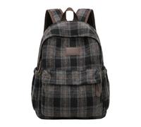 Zaino scozzese vintage per donna uomo, borsa per libri scozzese alla moda in tartan borsa per laptop per libri da viaggio alla moda Y2k, nero grigio..