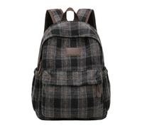 Zaino scozzese vintage per donna uomo, borsa per libri scozzese borsa per laptop per libri Y2k da viaggio alla moda, nero grigio