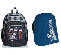 Zaino Scuola ADVANCED SEVEN - SPACE CHECK, Nero, Doppio Scomparto + Coprizaino