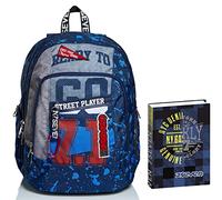 Zaino Scuola ADVANCED SEVEN - STREET PLAYER, Blu, Doppio Scomparto + Diario 12 Mesi Standard, Blu