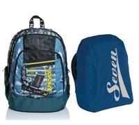 Zaino Scuola ADVANCED SEVEN - URBAN ROCK, Blu Jeans, Doppio Scomparto +
