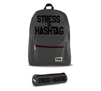 Officine 07 Zaino Americano "Stress da Hashta" con Astuccio Zaino Scuola Ragazzi