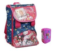 Zaino scuola compatibile con Barbie Selfie & Friends Amici a quattro zampe estensibile per bambine scuola primaria + Astuccio 3 piani completo + Kit scrittura penne cancellabili