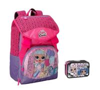 Zaino scuola compatibile con Lol Surprise estensibile per bambine scuola primaria + Astuccio 3 piani completo + Kit scrittura penne cancellabili